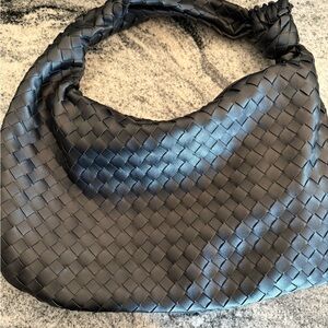 Black Woven Hobo Bag
